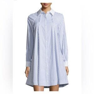 Hope & Harlow 14 blue striped A line dress preppy legging comfort nautical dress